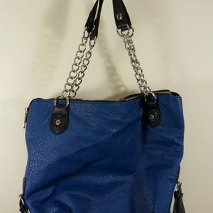 STEVE MADDEN Blue Handbag/Purse Silver Chain Lapto